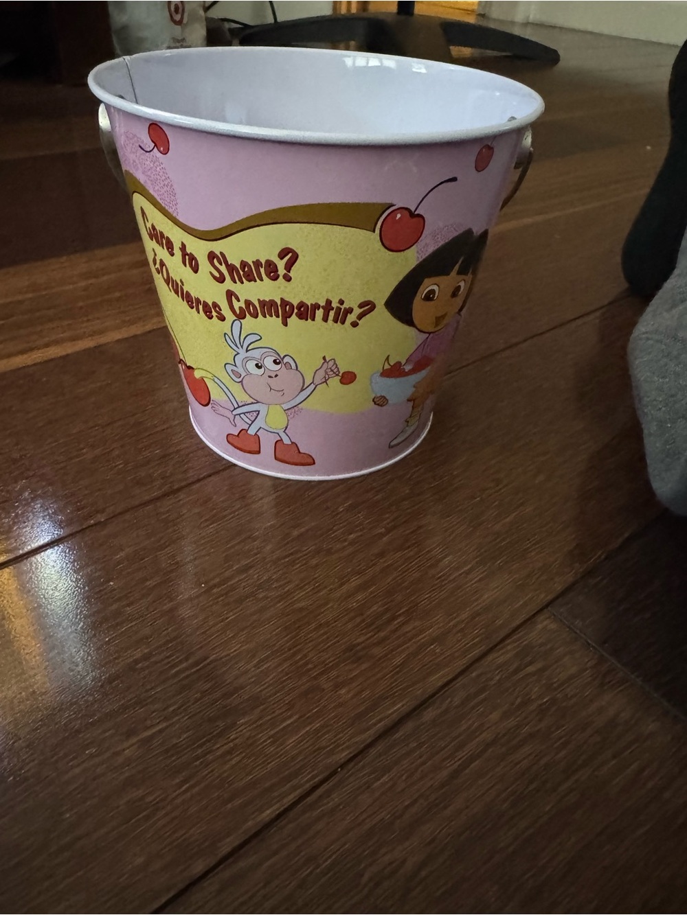 Pink Kids Party Treat Bucket with Cartoon Design Dora the Explorer